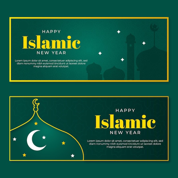 Free Vector gradient islamic new year banners set