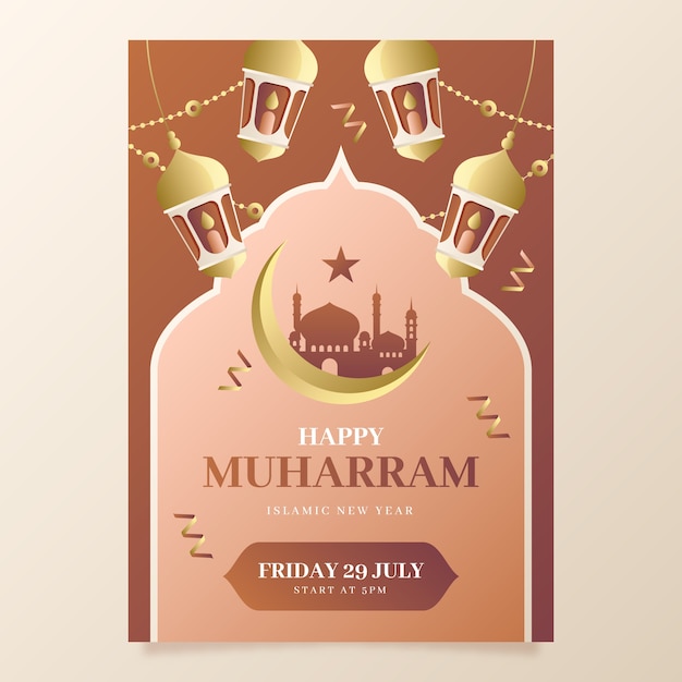 Gradient islamic new year celebration poster