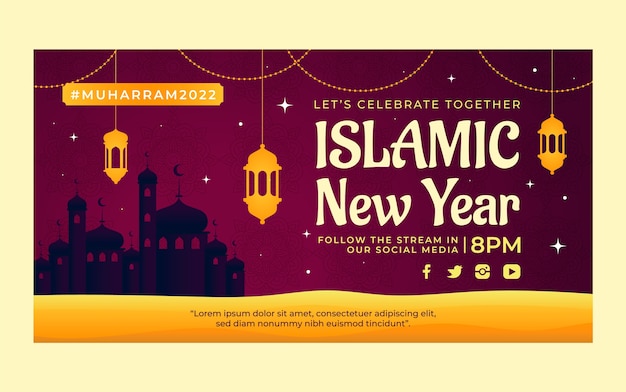 Gradient islamic new year facebook post