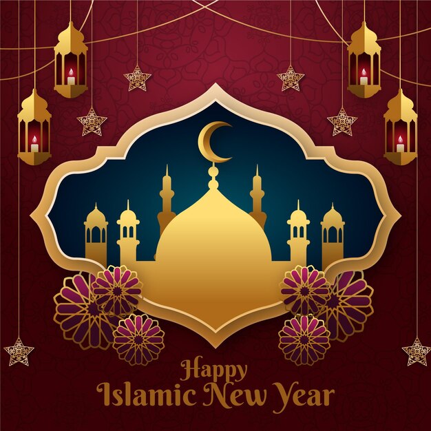 Gradient islamic new year illustration