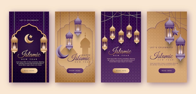 Free Vector gradient islamic new year instagram stories