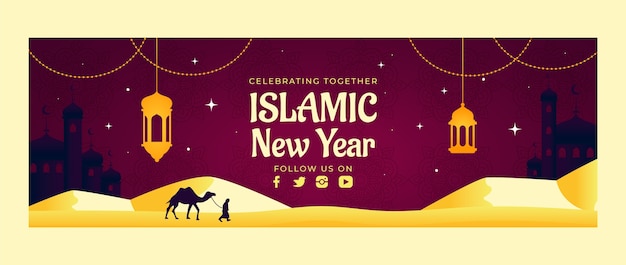 Gradient islamic new year twitter header