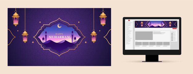 Gradient islamic new year youtube channel art