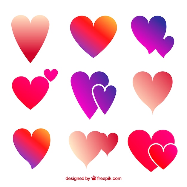 Free Vector gradient isolated heart collection