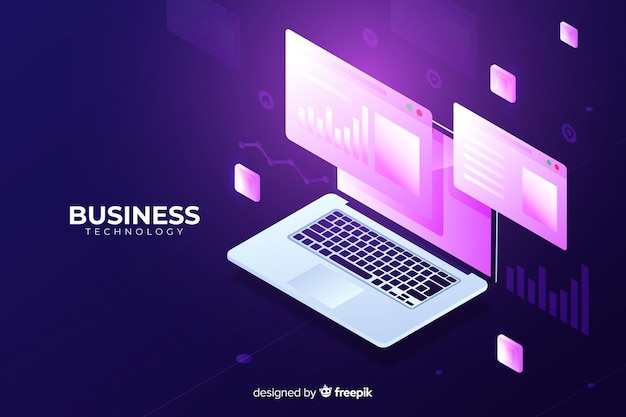 Gradient isometric laptop technology background