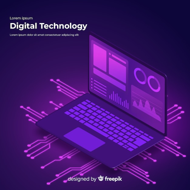 Gradient isometric laptop technology background