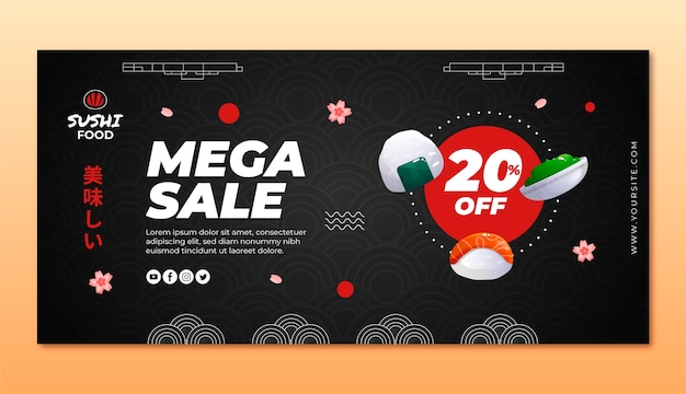 Free Vector gradient japanese restaurant sale banner