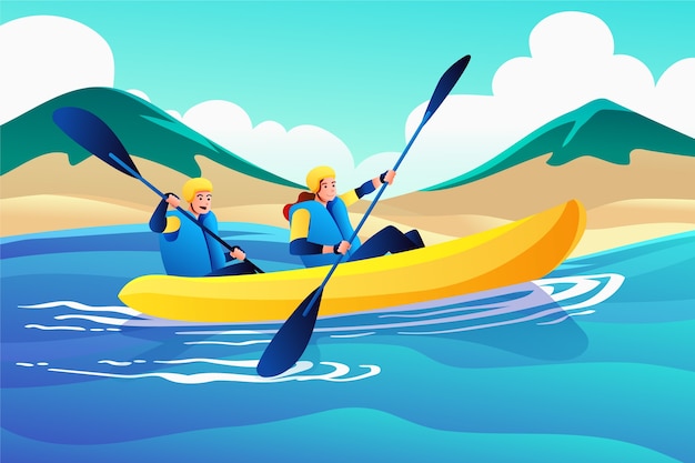 Gradient kayaking illustration