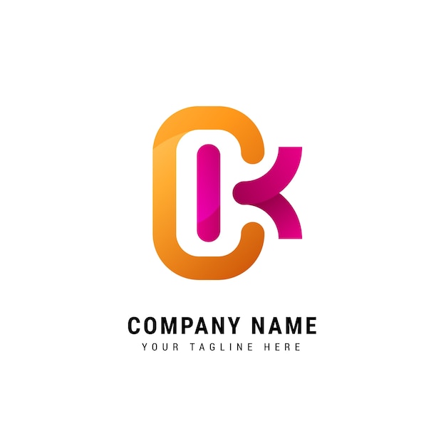 Gradient kc or ck logo template