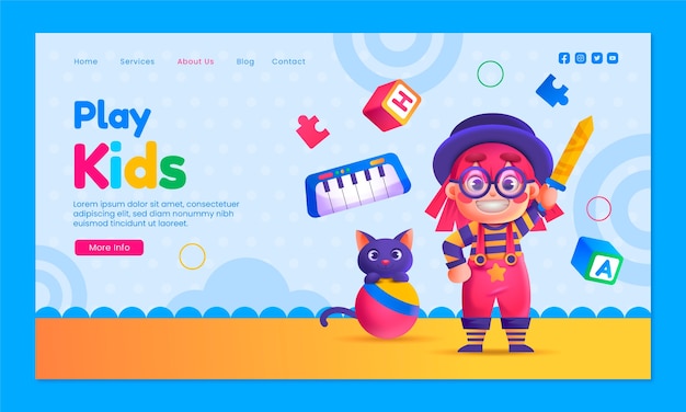 Gradient kids fashion landing page