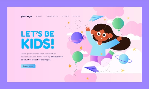 Gradient kids toys landing page