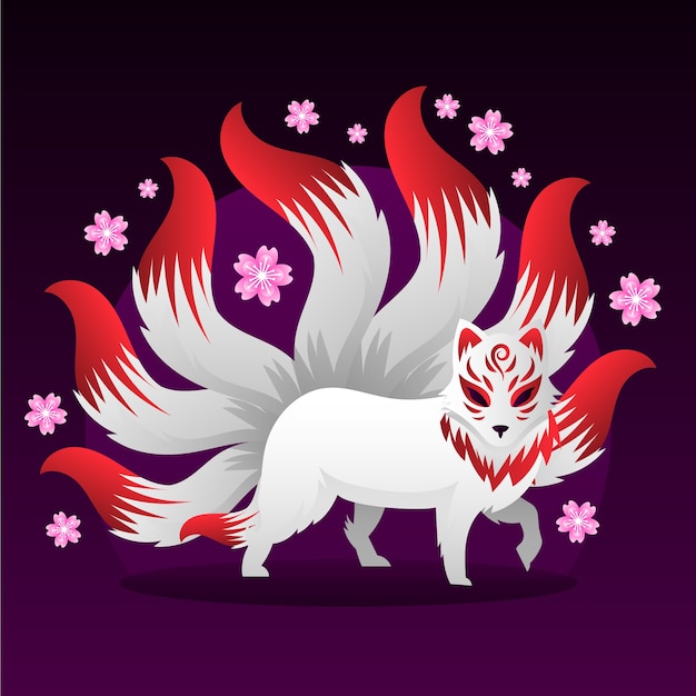 Free Vector gradient kitsune illustration