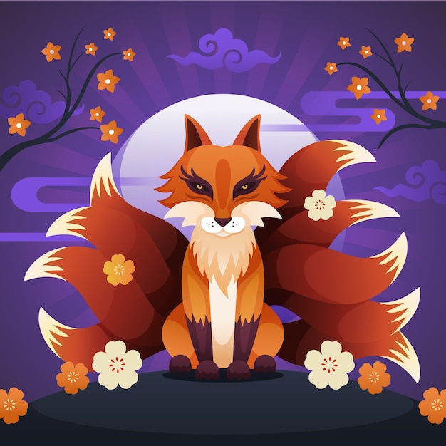 Free vector gradient kitsune illustration