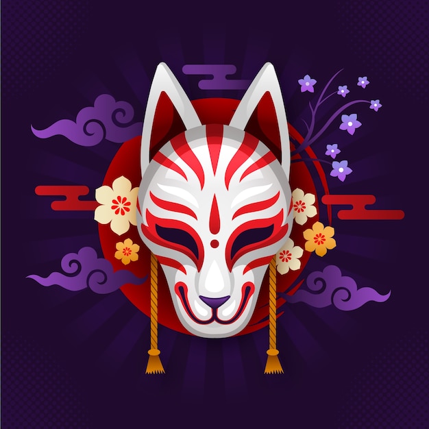 Free Vector gradient kitsune illustration