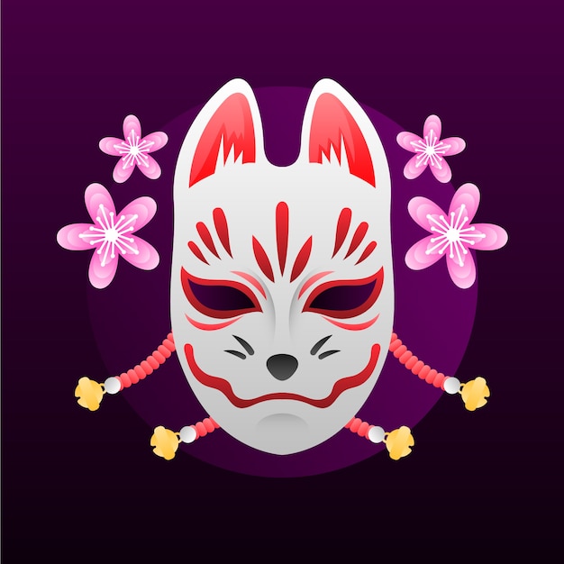 Gradient kitsune mask illustration