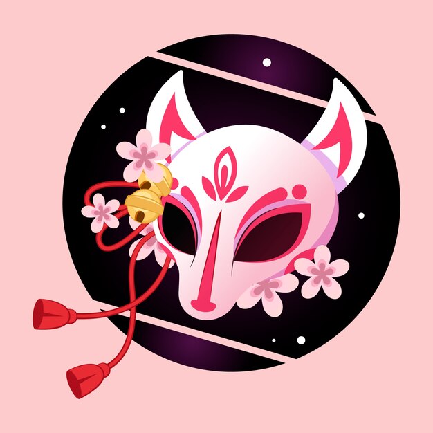 Gradient kitsune mask illustration