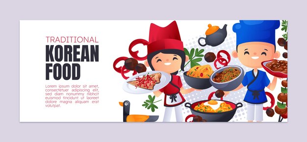 Gradient korean restaurant facebook cover template