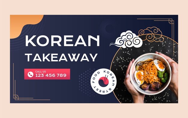 Gradient korean restaurant facebook template