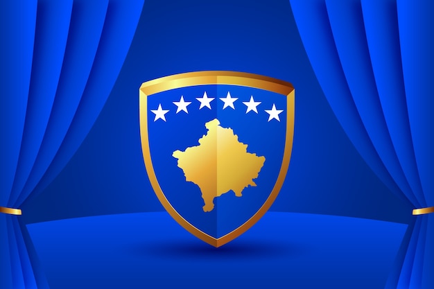 Gradient kosovo flag and national emblem