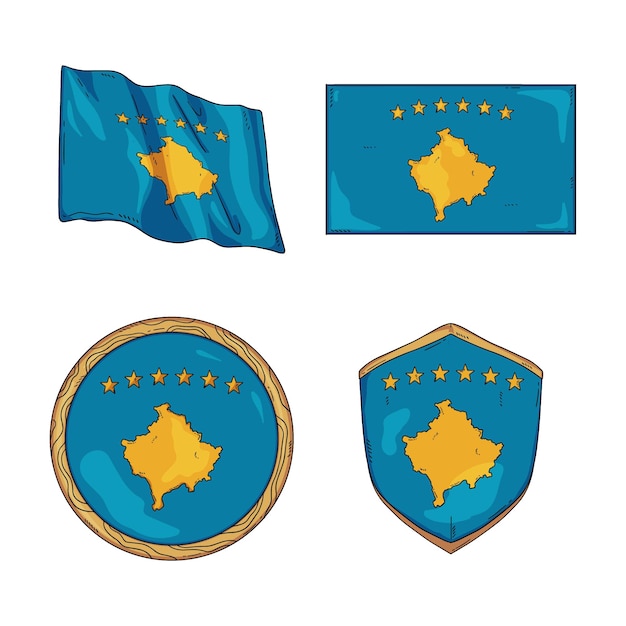 Free Vector gradient kosovo flags and national emblems set