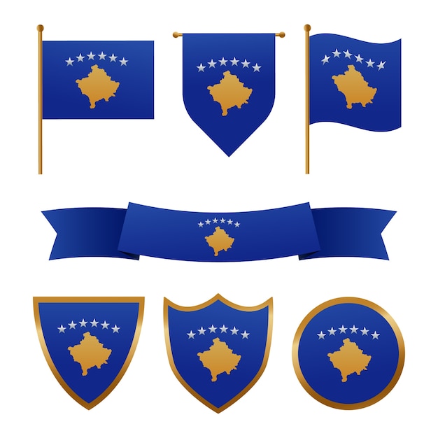 Free vector gradient kosovo flags set