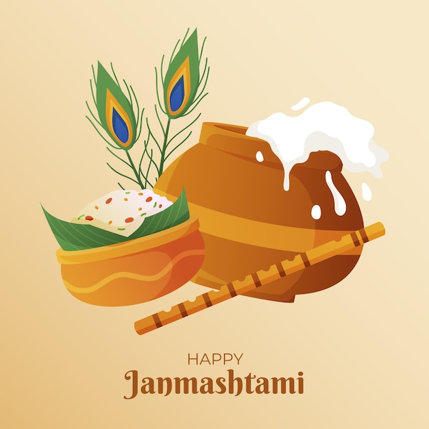 Free Vector gradient krishna janmashtami illustration