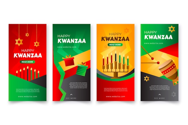 Free Vector gradient kwanzaa instagram stories collection