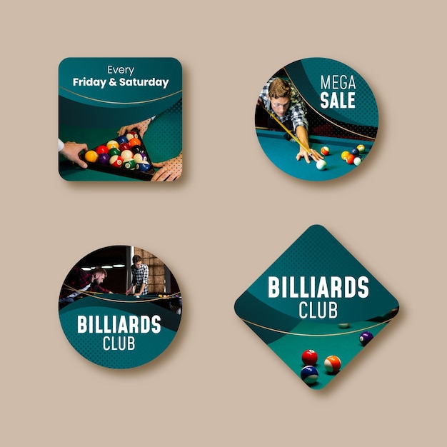 Gradient labels collection for billiards and pool club