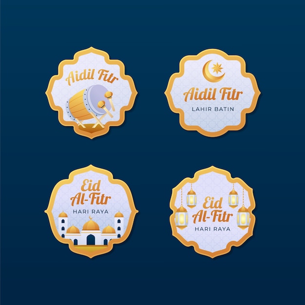 Gradient labels collection for eid al-fitr celebration