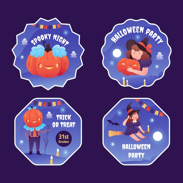 Free Vector gradient labels collection for halloween celebration