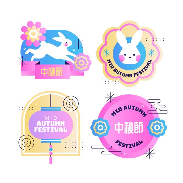 Gradient labels collection for mid-autumn festival celebration