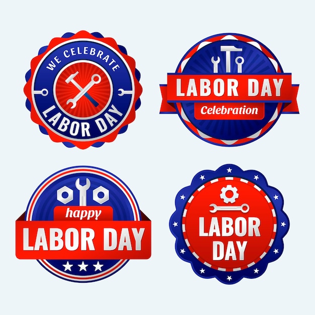 Gradient labor day labels collection