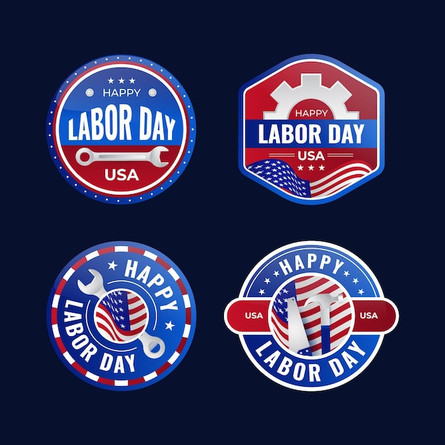 Gradient labor day labels collection