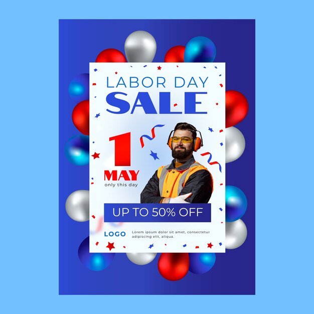 Gradient labor day poster template