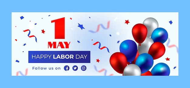 Gradient labor day social media cover template