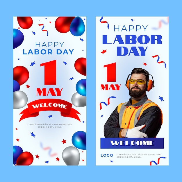 Free vector gradient labor day vertical banners pack