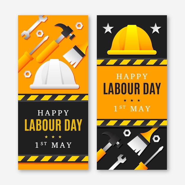 Gradient labour day banner set