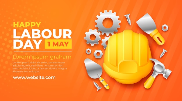 Gradient labour day horizontal banner template