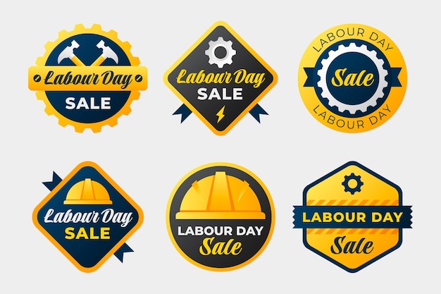 Gradient labour day sale labels collection