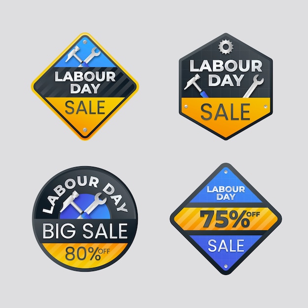 Free Vector gradient labour day sale labels collection