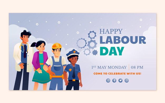 Gradient labour day social media post template