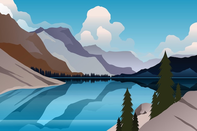 Free Vector gradient lake scenery