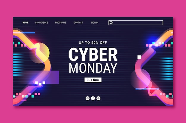 Gradient landing page template for cyber monday sale