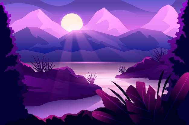 Free Vector gradient landscape with river