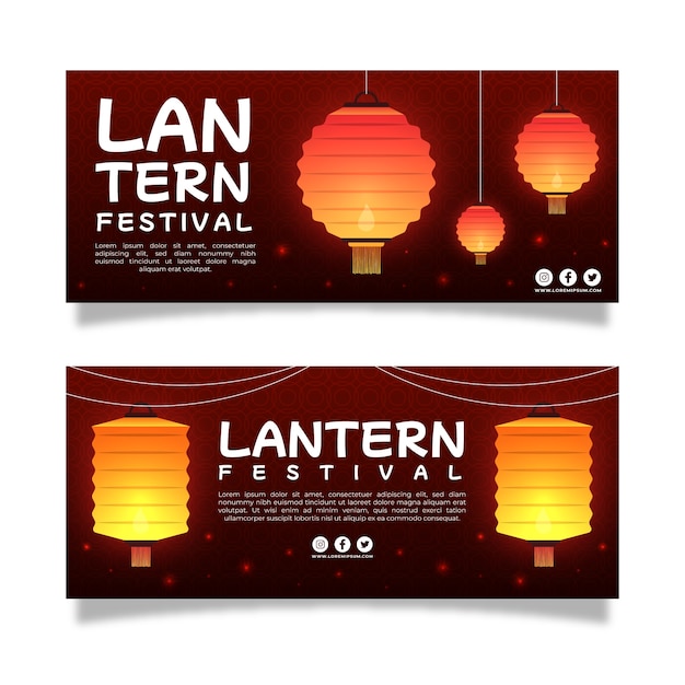 Free Vector gradient lantern festival horizontal banners set