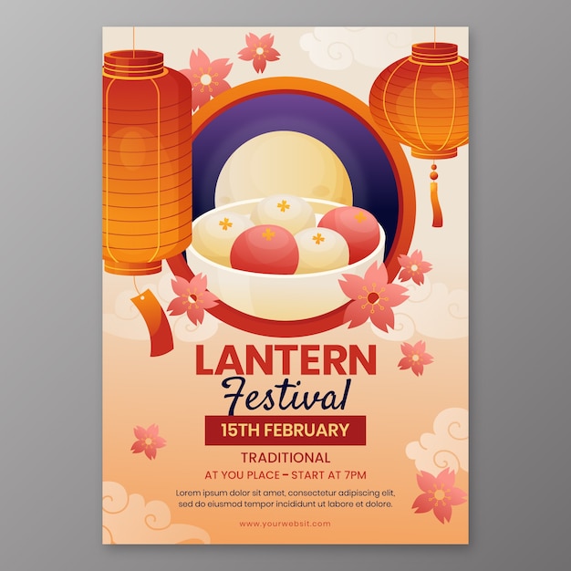 Gradient lantern festival vertical poster template