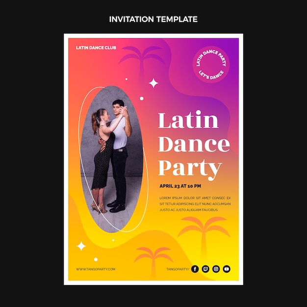 Gradient latin dance party invitation