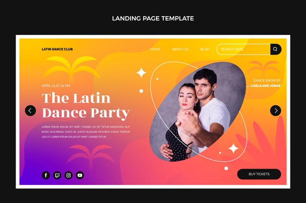 Gradient latin dance party landing page