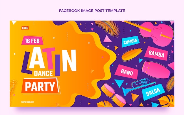 Gradient latin dance party social media post template