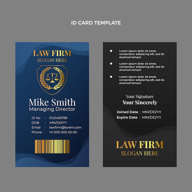 Gradient law firm identity card template